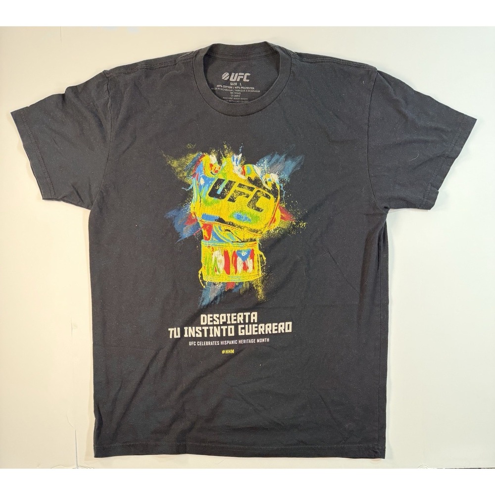 UFC Graphic T Shirt Despierta Tu Instinto Guerrero Black Size Large